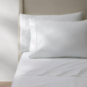 Ricamo Embroidered Sateen Sheet Set White|Queen