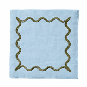 Ripple Embroidered Cocktail Napkin, Set of 4 Blue/Green|customizer