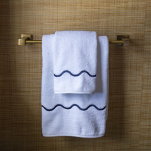 Ripple Embroidered Towels Navy