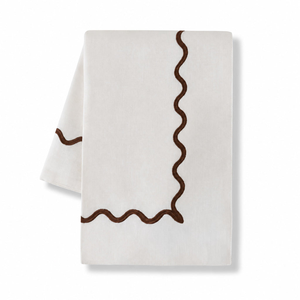 Ripple Embroidered Napkin, Set of 4 Ivory/Brown|customizer