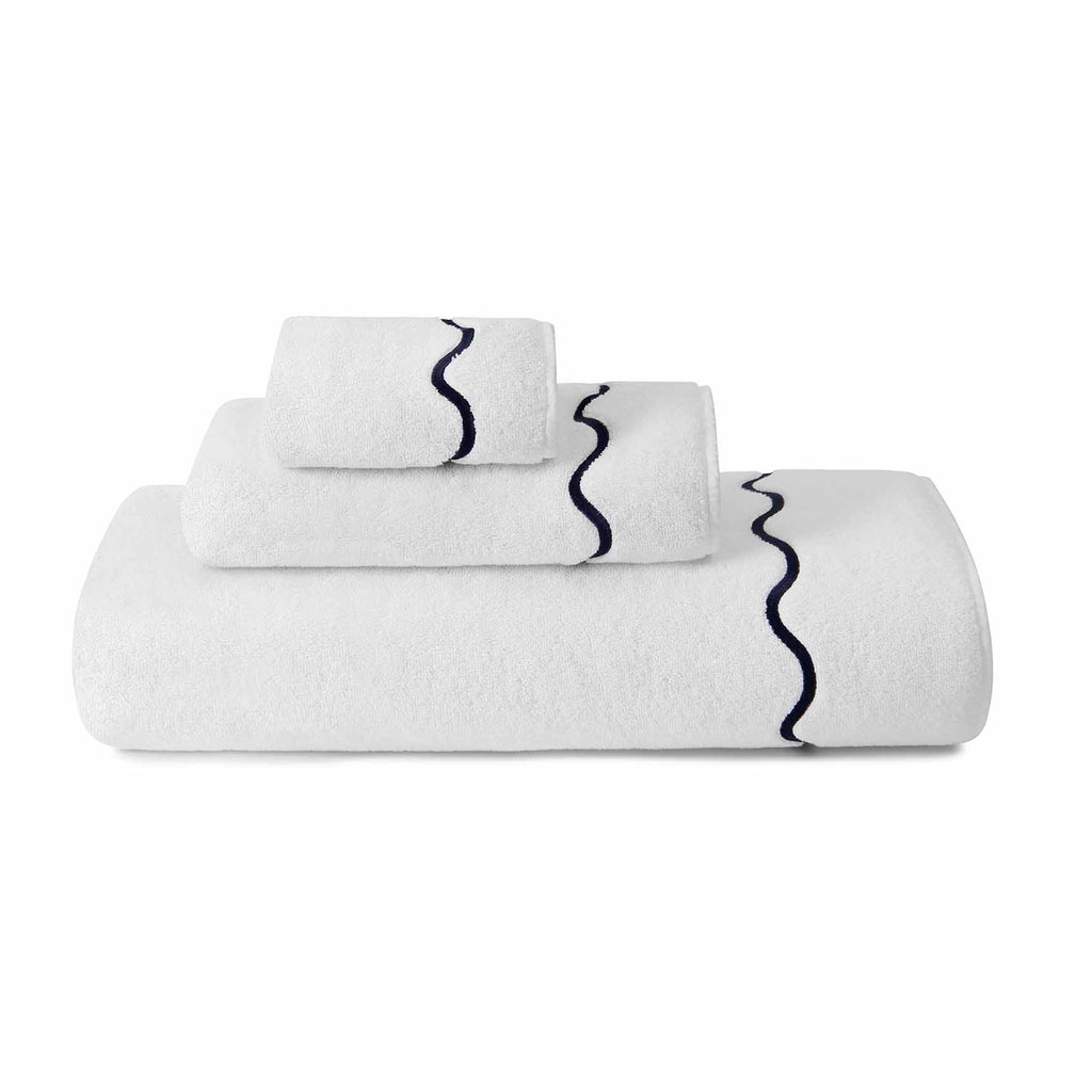 Ripple Embroidered Towels Navy