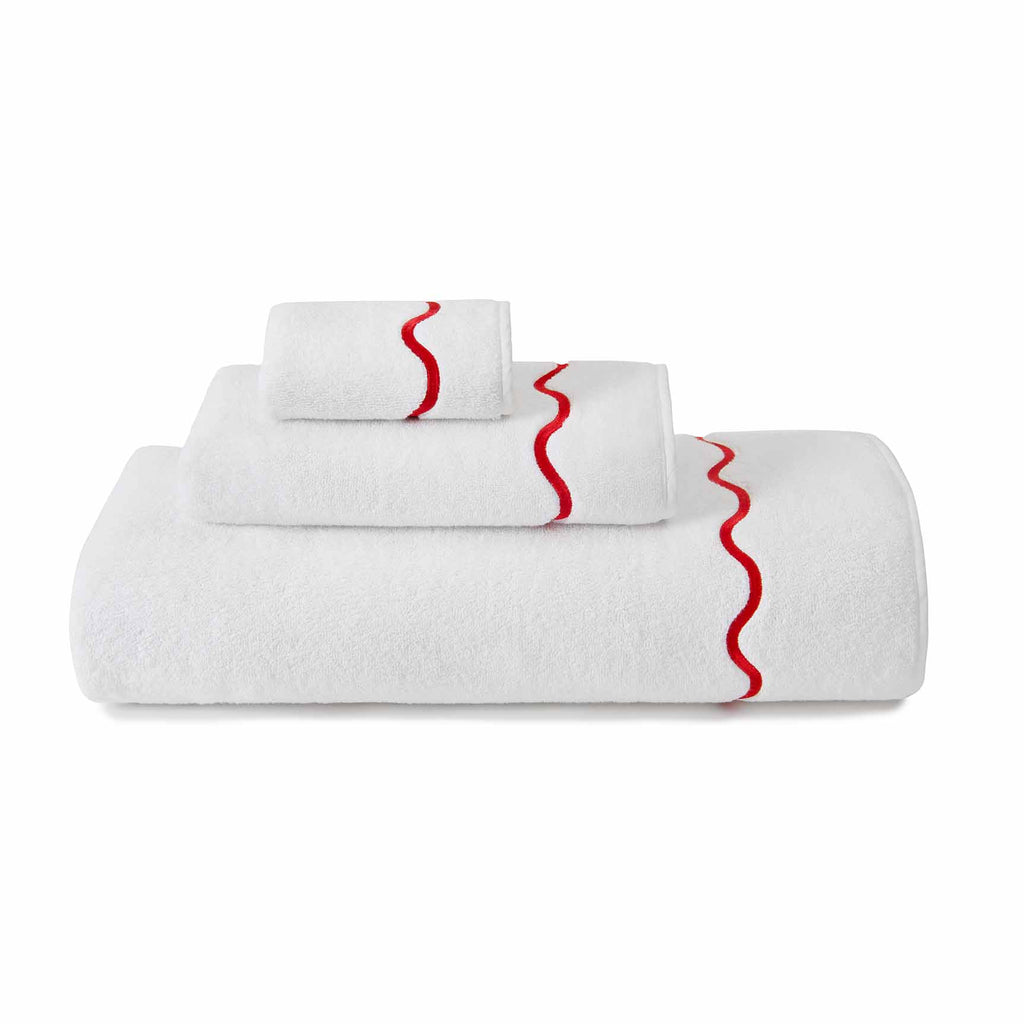 Ripple Embroidered Towels Poppy