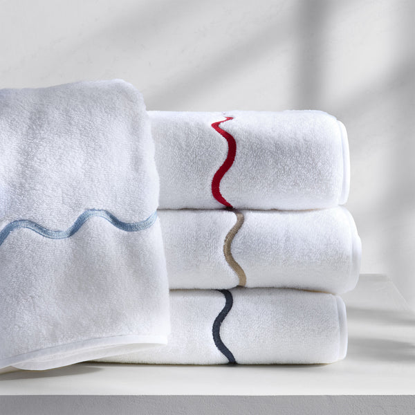Ripple Embroidered Hand Towels in Taupe