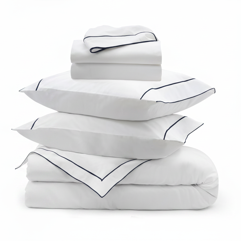 Salerno Percale Bedding Bundle Navy|King