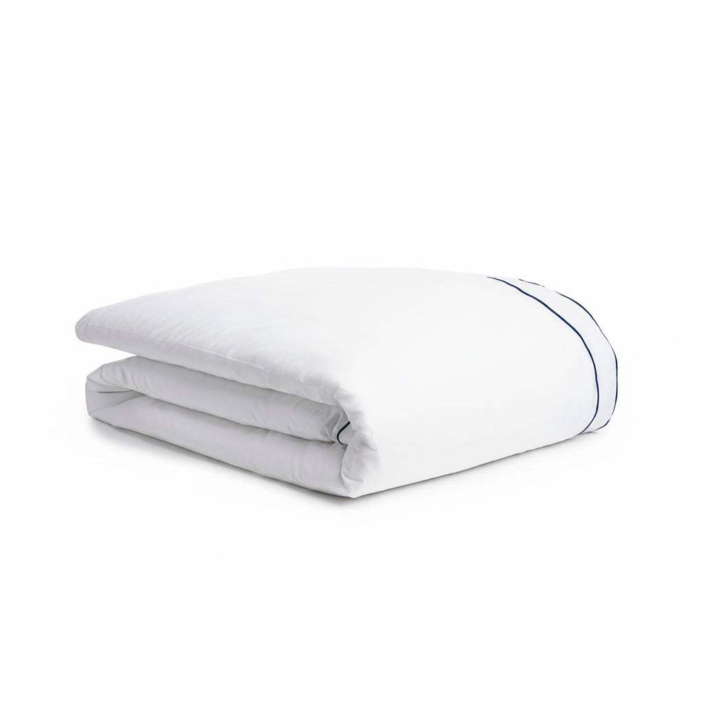 Salerno Embroidered Percale Duvet Navy