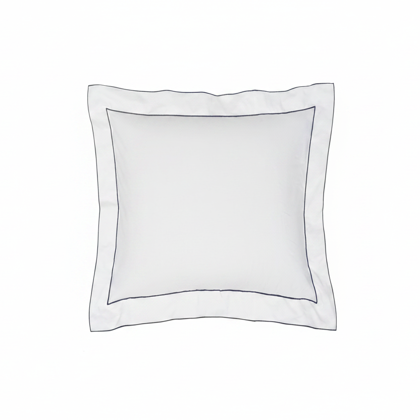 Salerno Embroidered Percale Shams Navy|2 Euro Shams