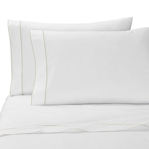 Salerno Embroidered Percale Pillowcase Set of 2 Champagne|Customizer