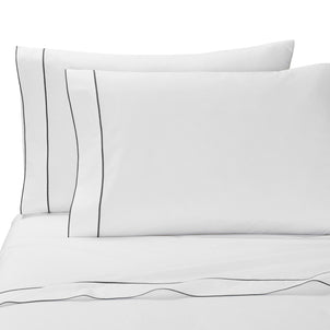 Salerno Embroidered Percale Pillowcase Set of 2 Grey|Customizer