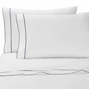 Salerno Embroidered Percale Pillowcase Set of 2 Navy|King