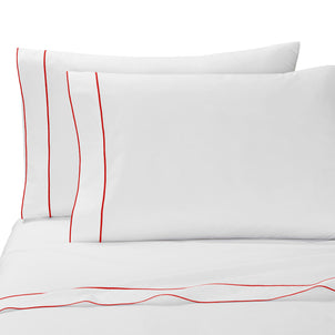 Salerno Embroidered Percale Pillowcase Set of 2 Poppy|Customizer