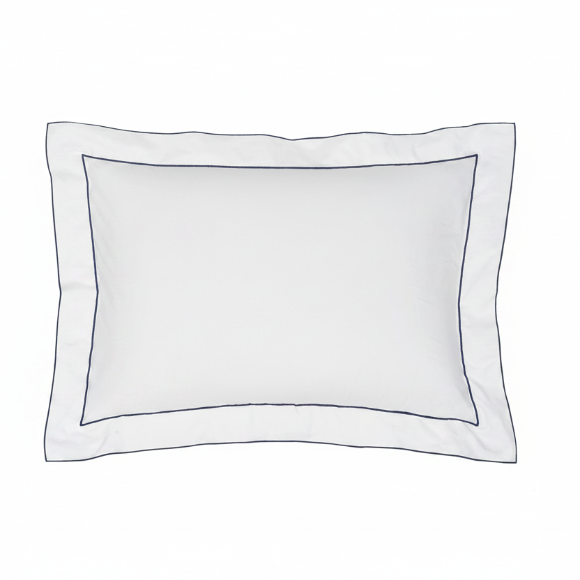 Salerno Embroidered Percale Shams Navy|2 King Shams