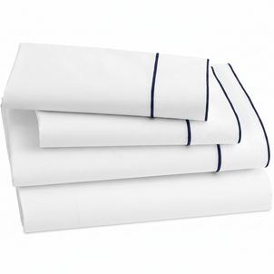 Salerno Embroidered Percale Sheet Set Navy|California King
