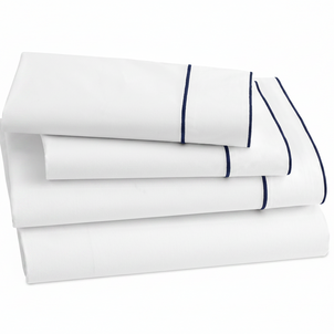 Salerno Embroidered Percale Sheet Set Navy|Twin