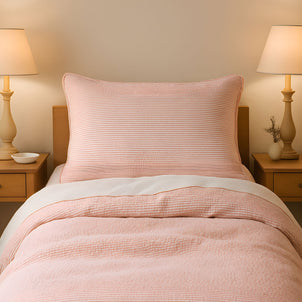 Seersucker Stripe Duvet Dusty Pink (Seersucker)