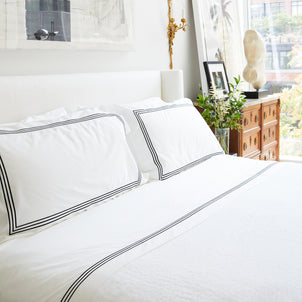 Strada Embroidered Percale Duvet Black