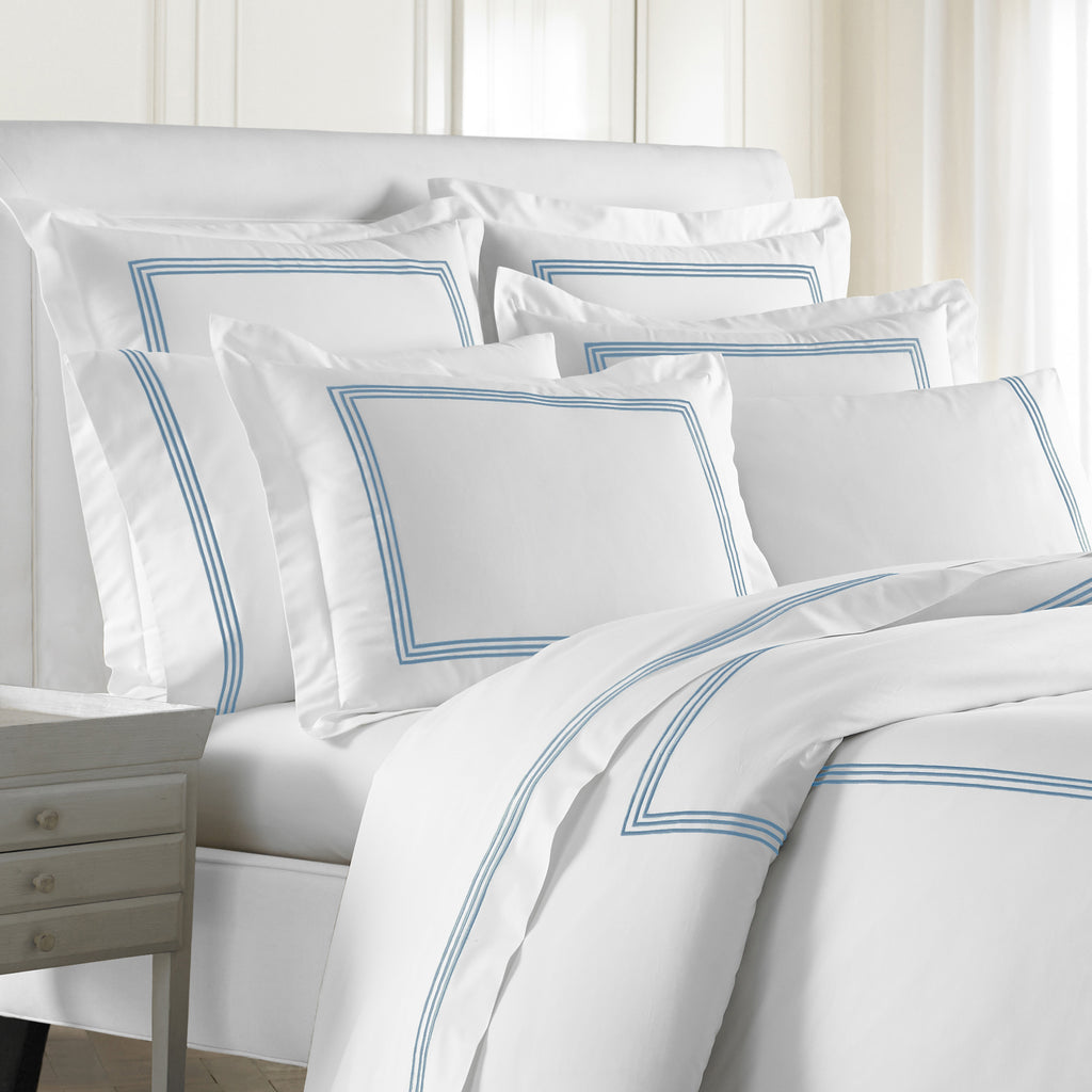 Strada Embroidered Percale Pillowcase Set of 2 Blue (Strada)