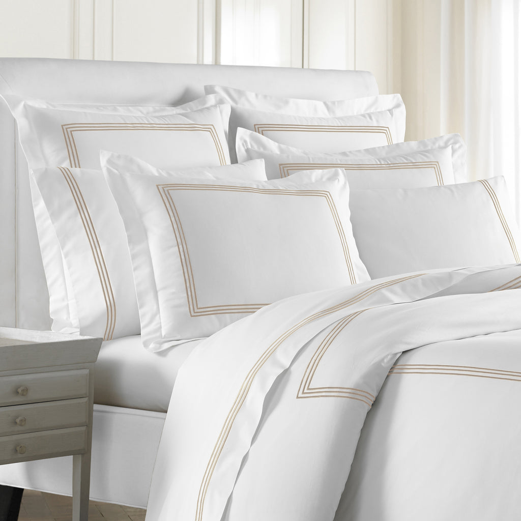 Strada Embroidered Percale Pillowcase Set of 2 Mink (Strada)