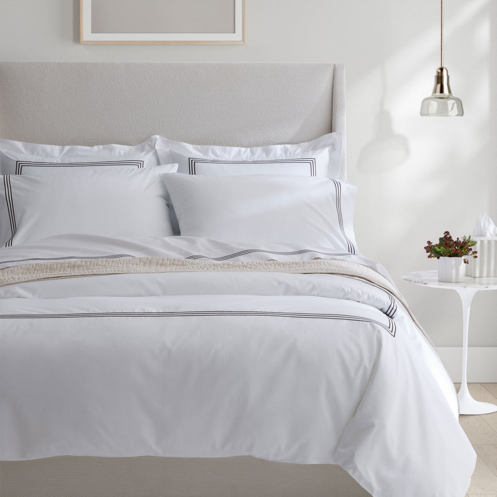 Strada Embroidered Percale Shams Cocoa