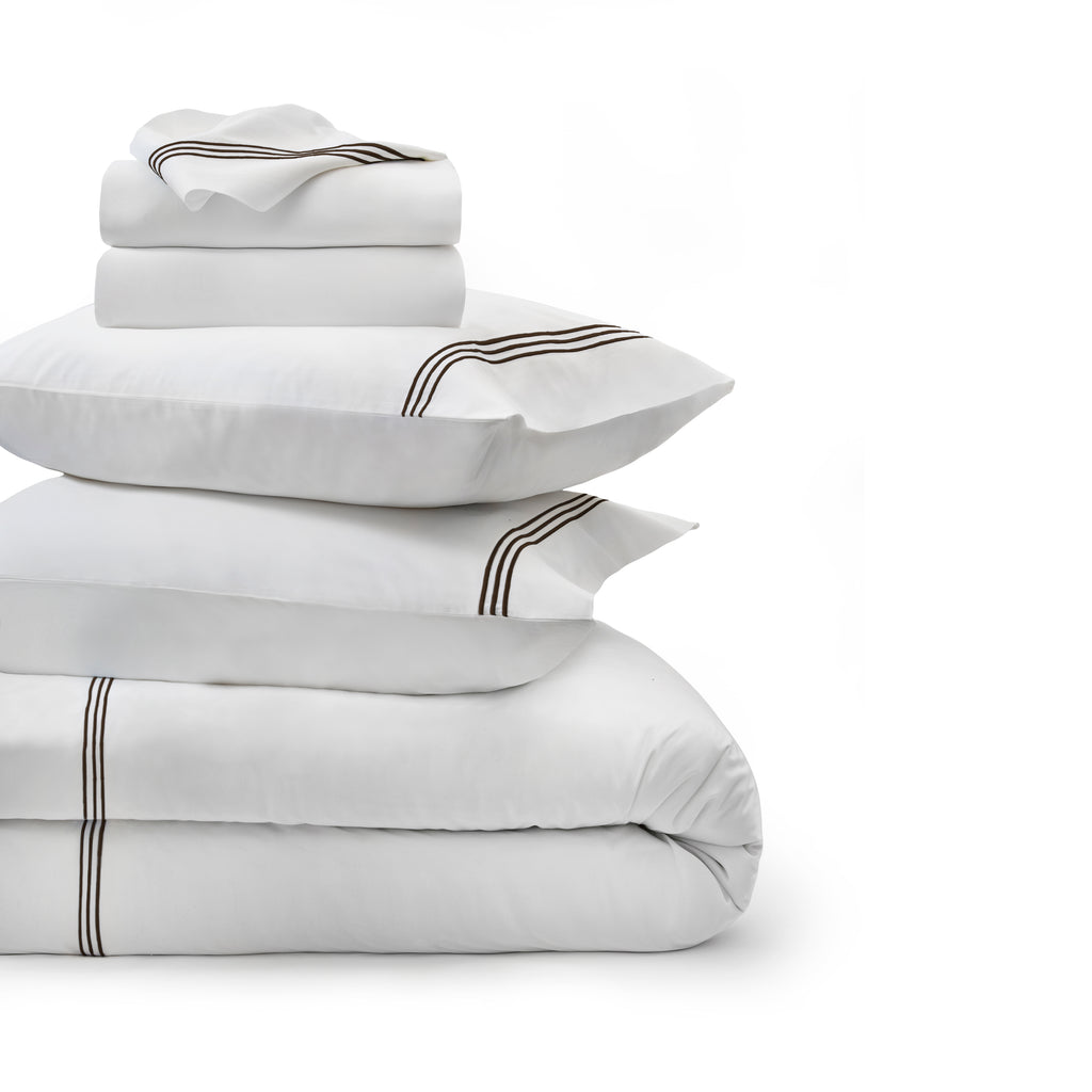 Strada Embroidered Percale Bedding Bundle Cocoa