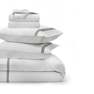 Strada Embroidered Percale Bedding Bundle Cocoa