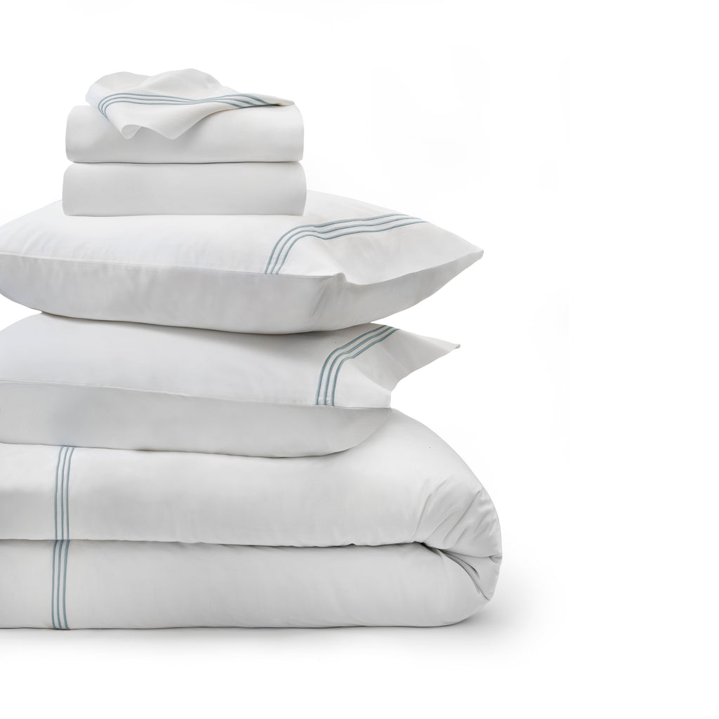Strada Embroidered Percale Bedding Bundle slate