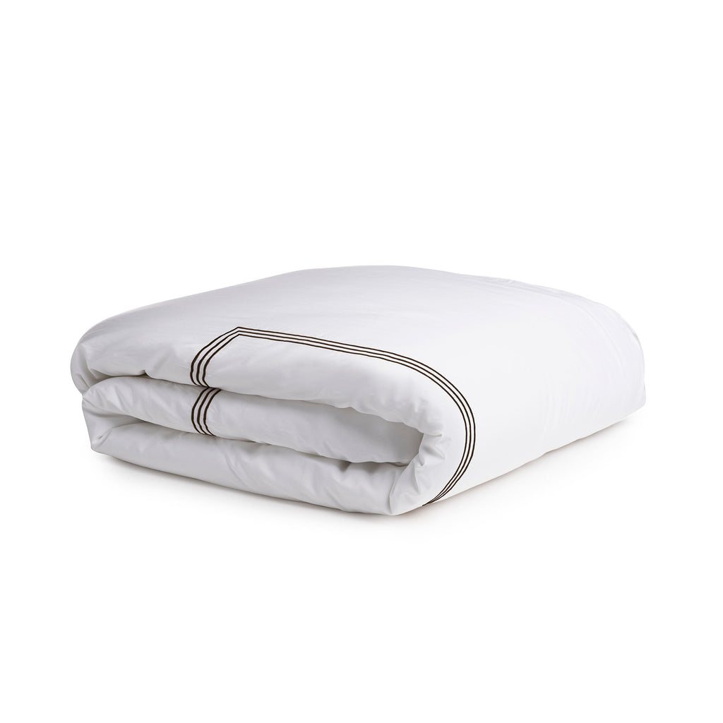 Strada Embroidered Percale Duvet Cocoa