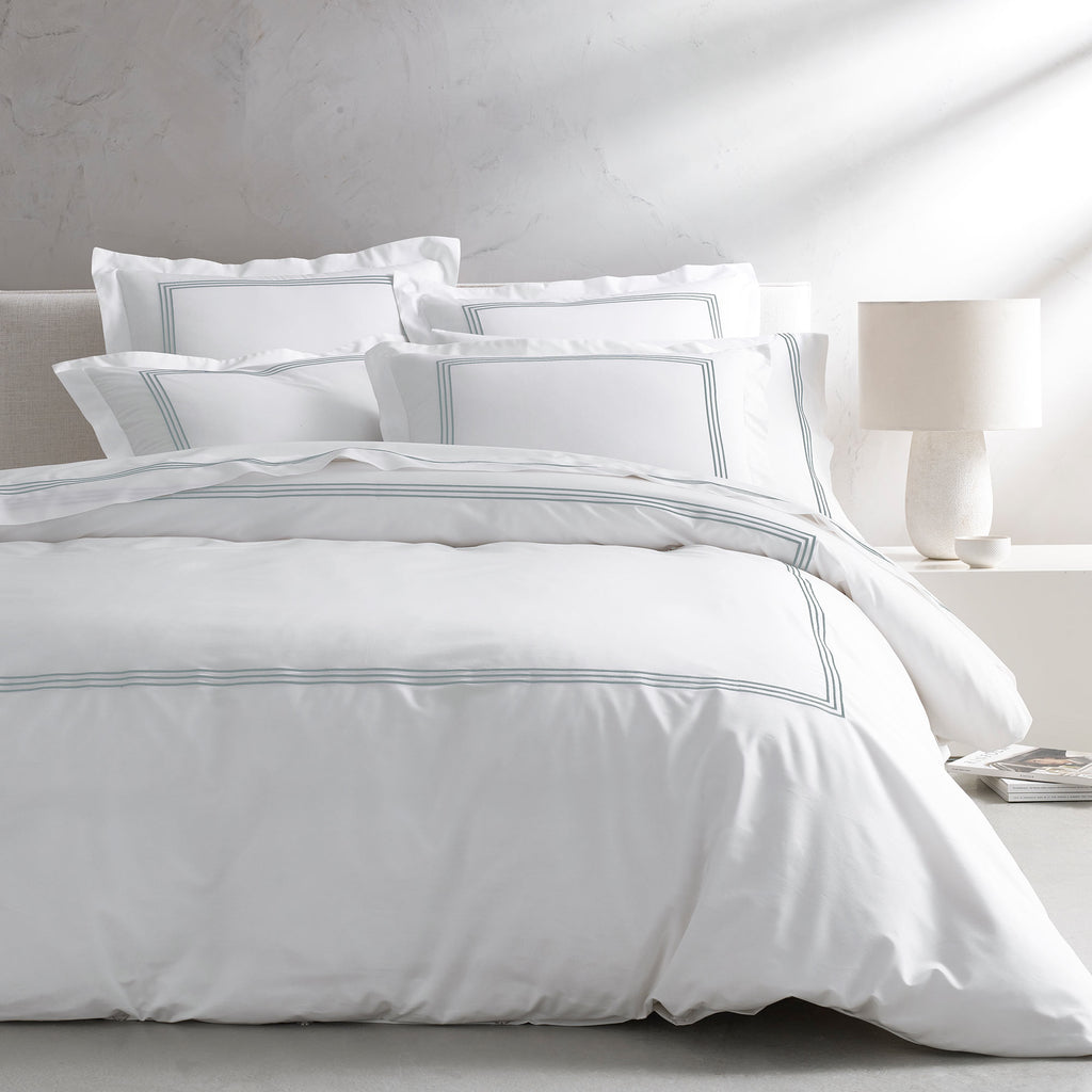 Strada Embroidered Percale Duvet Slate