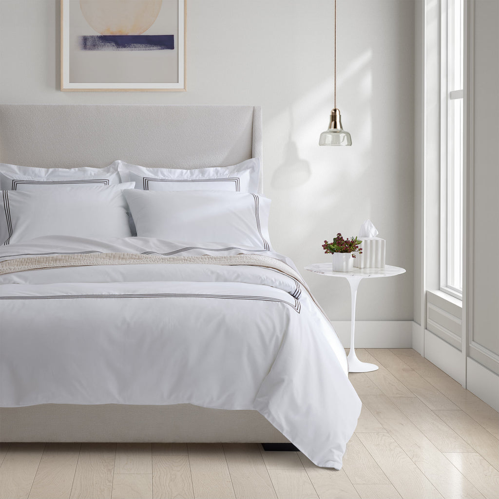 Strada Embroidered Percale Duvet Cocoa