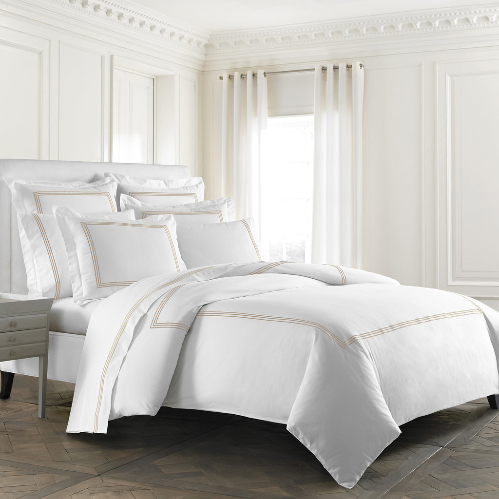 Strada Embroidered Percale Flat Sheet Mink (Strada)