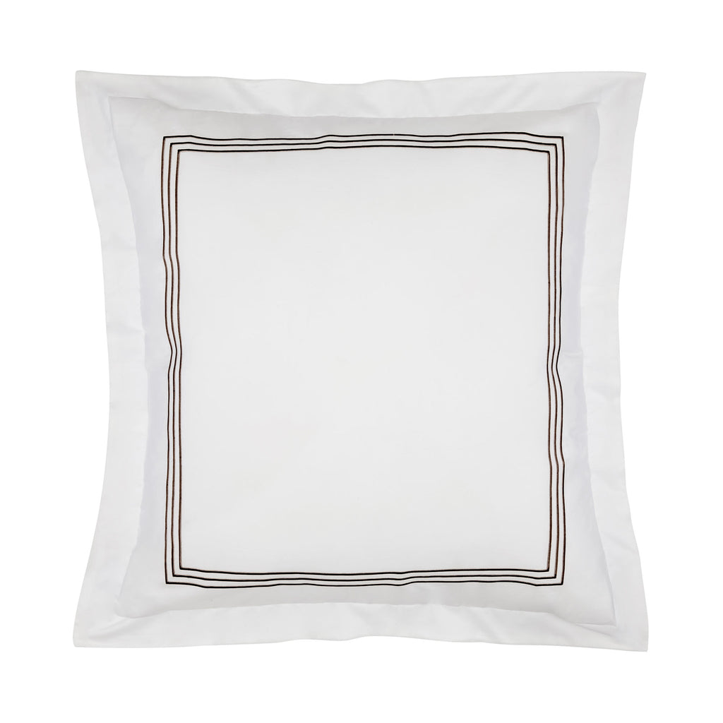 Strada Embroidered Percale Shams Cocoa|2 Euro Shams|customizer