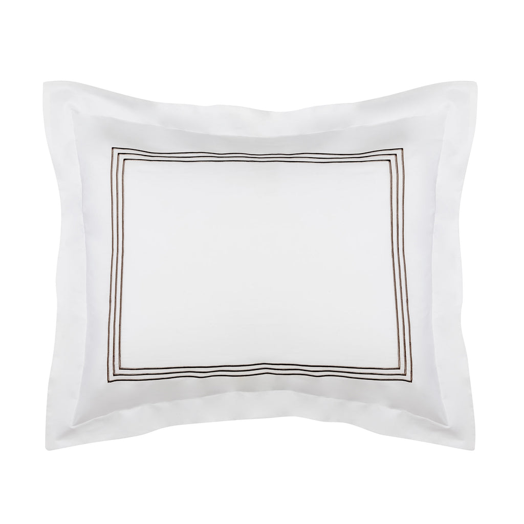 Strada Embroidered Percale Shams Cocoa|2 King Shams