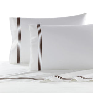 Strada Embroidered Percale Pillowcase Set of 2 Cocoa