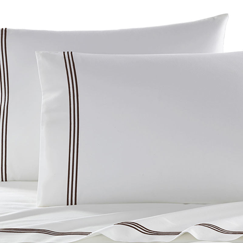 Strada Embroidered Percale Pillowcase Set of 2 Cocoa|customizer