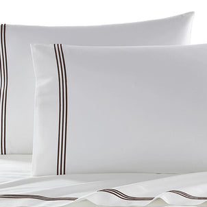 Strada Embroidered Percale Pillowcase Set of 2 Cocoa|customizer