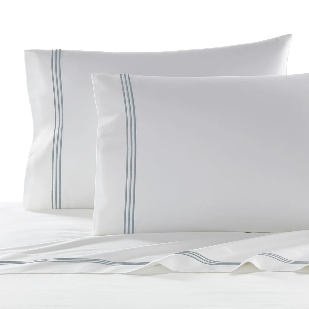Strada Embroidered Percale Pillowcase Set of 2 Slate