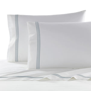 Strada Embroidered Percale Pillowcase Set of 2 Slate