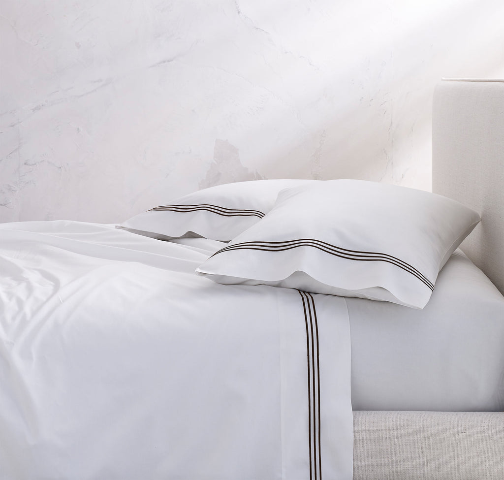 Strada Embroidered Percale Pillowcase Set of 2 Cocoa
