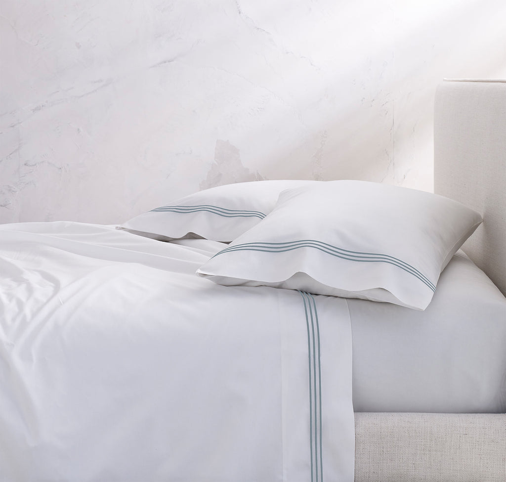 Strada Embroidered Percale Pillowcase Set of 2 Slate