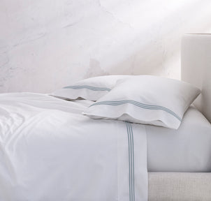 Strada Embroidered Percale Pillowcase Set of 2 Slate