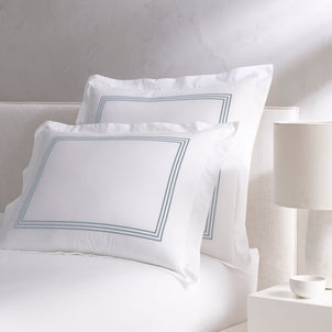 Strada Embroidered Percale Shams Slate