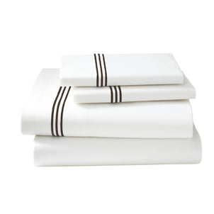 Strada Embroidered Percale Sheet Set Cocoa|King