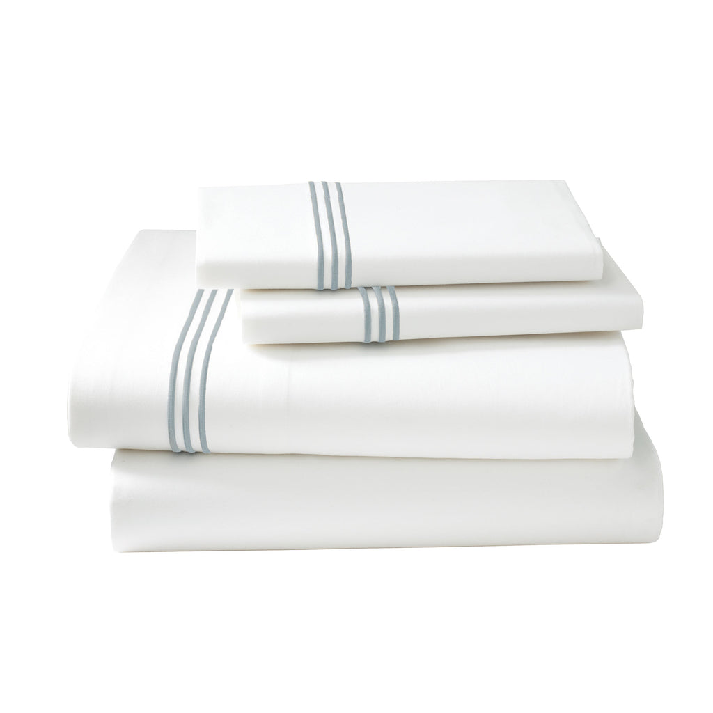 Strada Embroidered Percale Sheet Set Slate|King
