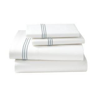 Strada Embroidered Percale Sheet Set Slate|King