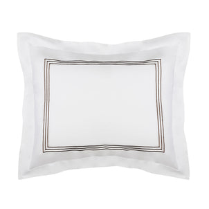 Strada Embroidered Percale Shams Cocoa|2 Standard Shams