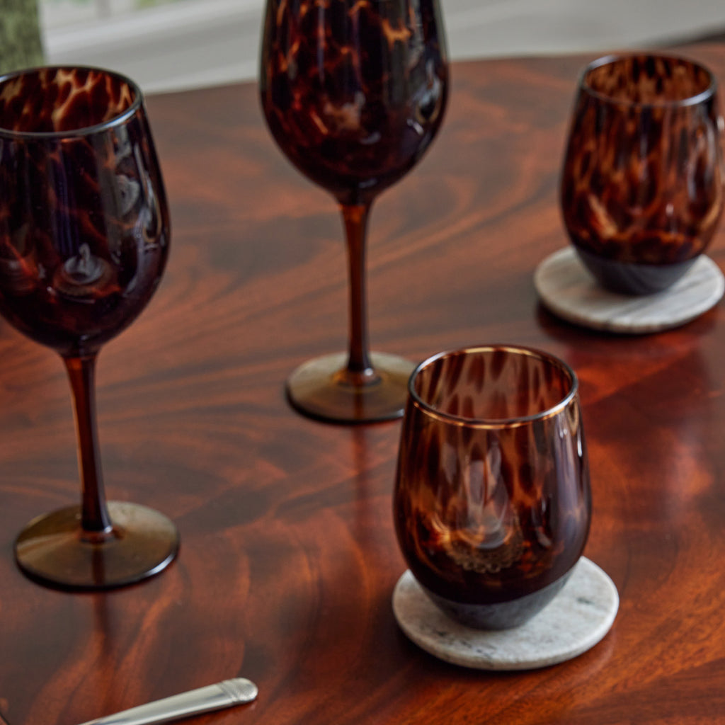Juliska Puro Stemless Wine Glass, Set of 4 Tortoise