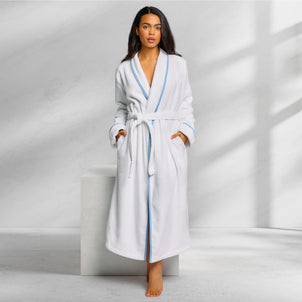Turkish Cotton Piped Robe Cornflower Blue