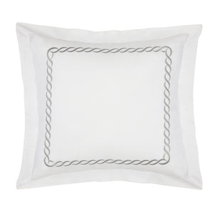 Catena Embroidered Percale Shams Silver|2 Euro Shams