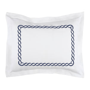 Catena Embroidered Percale Shams Navy (Cable)|2 Standard Shams