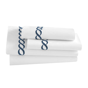 Catena Embroidered Percale Sheet Set Navy (Cable)|King