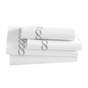 Catena Embroidered Percale Sheet Set Silver|King